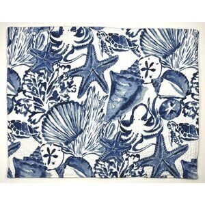 C&F HOME 20"x26" Standard Quilted PILLOW SHAM Blue Coast Shells Beach NWOT NEW